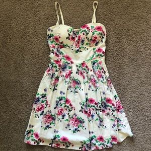 Floral and Cream Corset Dress Strapless